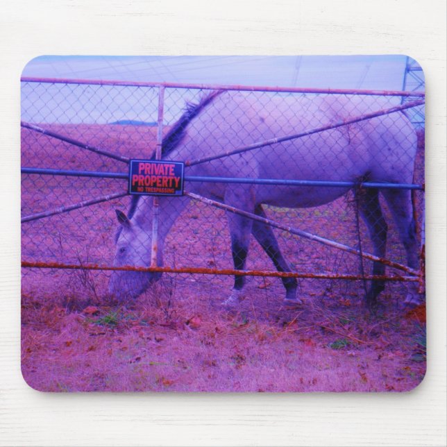Purple Private Property Horse Mouse Pad (Front)