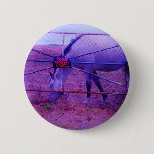 Purple Private Property Horse Pinback Button