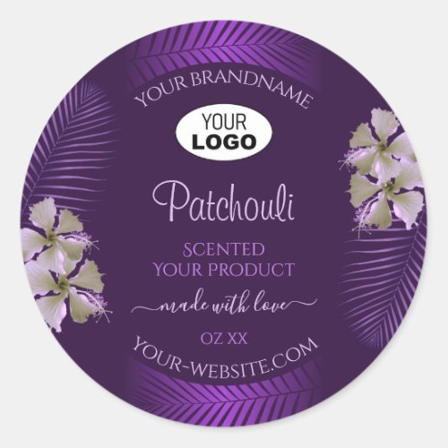 Purple Product Labels Hawaii Flowers Leaves Logo