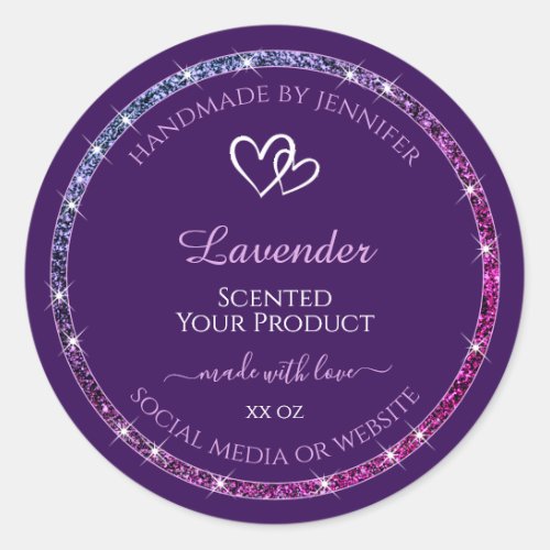 Purple Product Packaging Labels with Glitter Stars