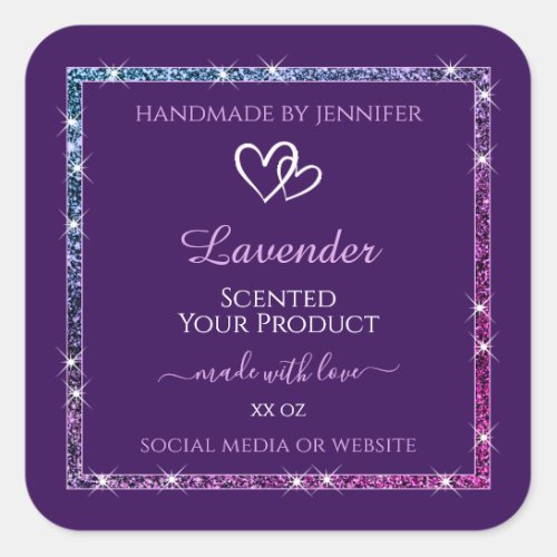Purple Product Packaging Labels with Glitter Stars