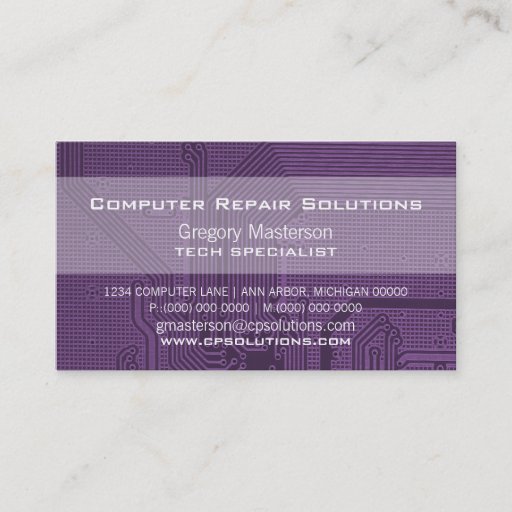 Customizable Purple Professional Circuit Business Card