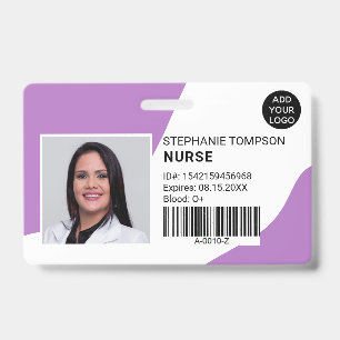 Purple professional nurse photo logo code badge