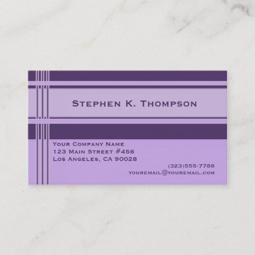 Purple Professional Stripes Block Business Card Template
