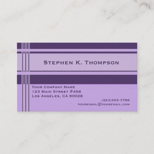 Customizable Purple Professional Stripes Block Business Card Template