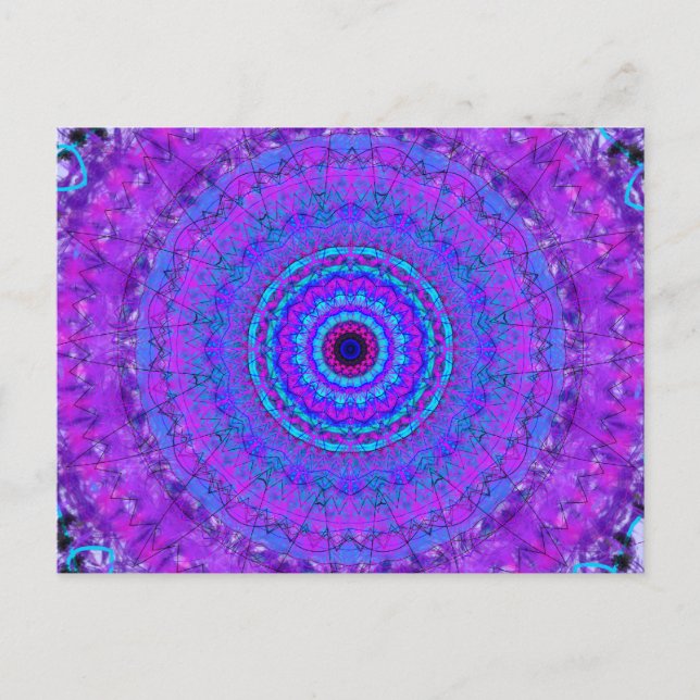 Purple Psyche Mandala kaleidoscope postcard (Front)