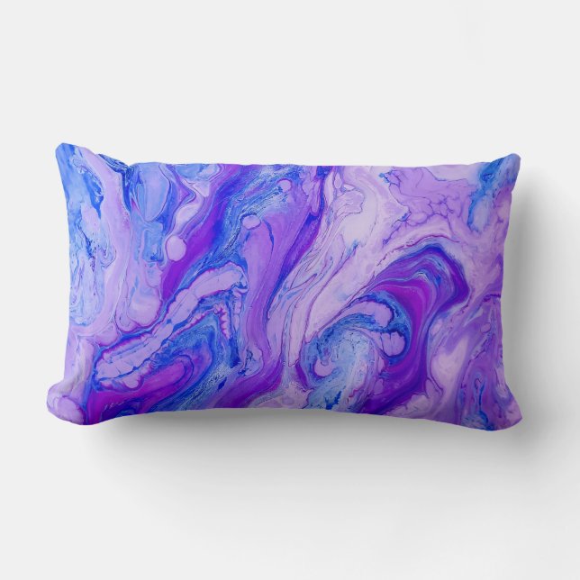 purple psychedelic liquid lumbar pillow (Front)