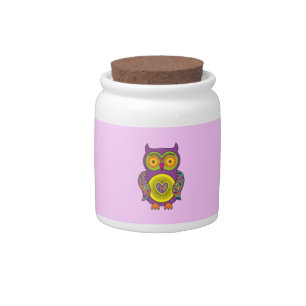 Purple Psychedelic Owl Candy Jar