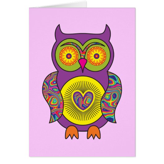 Purple Psychedelic Owl Cards (Front)