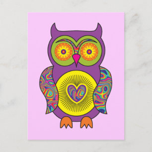 Purple Psychedelic Owl Postcard