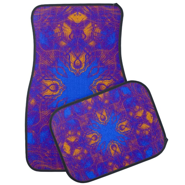 Purple psychedelic pattern car mat (Set)