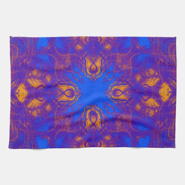 Purple psychedelic pattern kitchen towel (Horizontal)