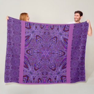 Purple Psychedelic Trip Flower Fleece Blanket