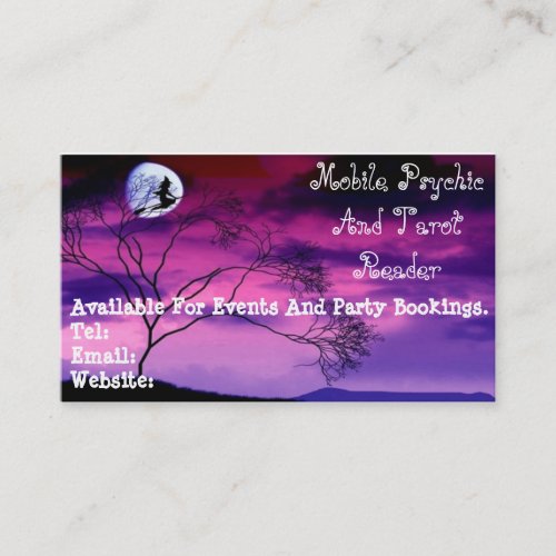 Purple Psychic And Tarot Reader Business Card