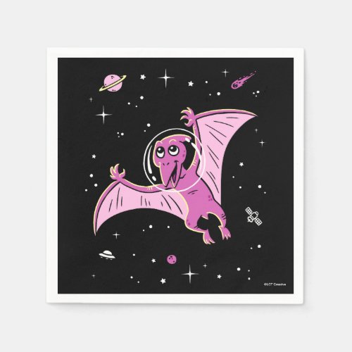 Purple Pterodactyl Dinos In Space Napkins