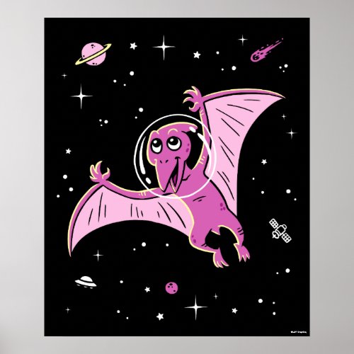 Purple Pterodactyl Dinos In Space Poster