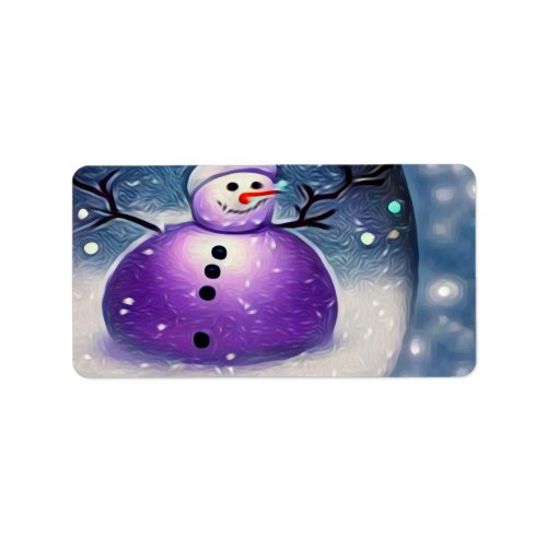 Purple Pudgy Painted Snowman Label