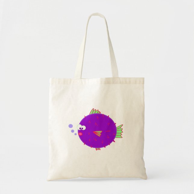 Purple Puffer Fish Tote Bag (Front)