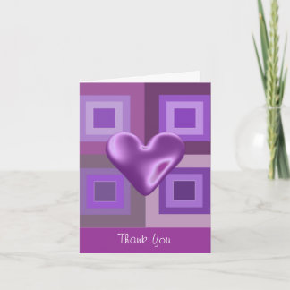 Purple Puffy Heart Thank You Card