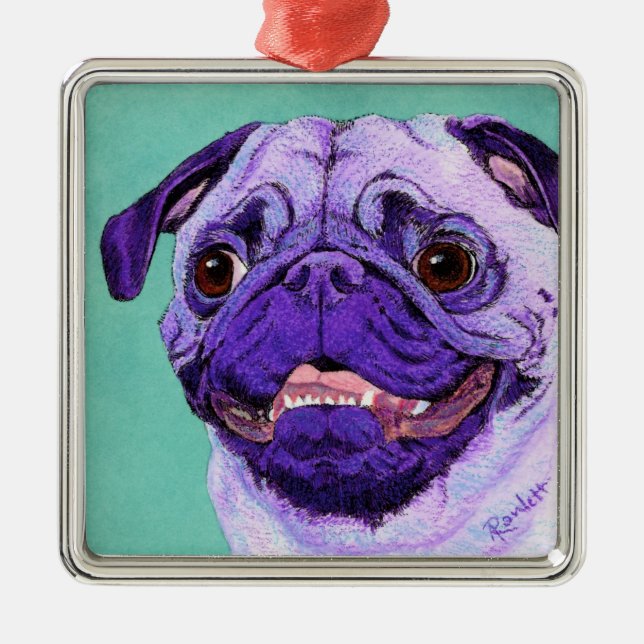 Purple Pug Ornament (Front)