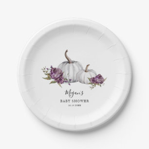 Purple Pumpkin Baby Shower Paper Plates