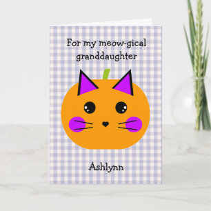 Purple Pumpkin Cat Halloween Maze Granddaughter Card