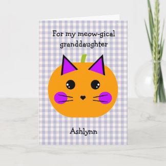 Purple Pumpkin Cat Halloween Maze Granddaughter Card