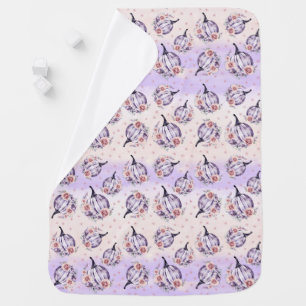 Purple pumpkin cute floral fall autumn flowers baby blanket