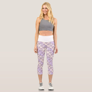 Purple pumpkin cute floral fall purple pink capri leggings