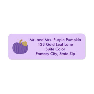 Purple Pumpkin Gold Leaf Halloween Address Labels