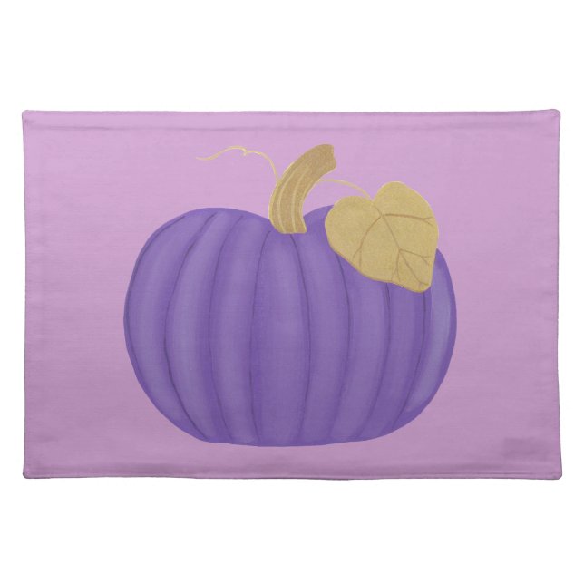 Purple Pumpkin Gold Leaf Lavender Placemats (Front)