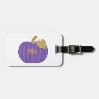 Purple Pumpkin Gold Leaf Mr. Luggage Tag