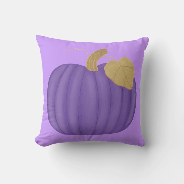 Purple Pumpkin Gold Leaf Pillows (Front)