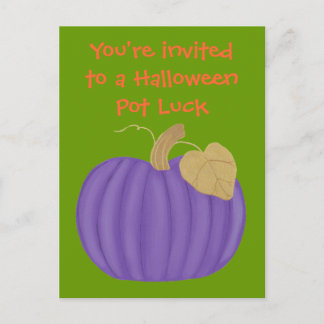 Purple Pumpkin Halloween Dinner Party Postcards