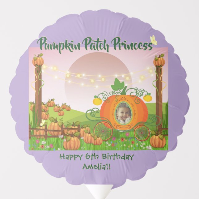 Purple Pumpkin Patch Princess Girl's Birthday  Balloon (Front)