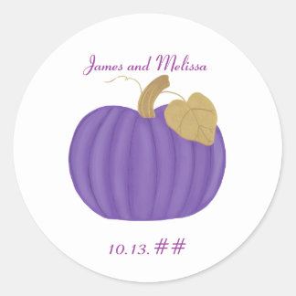 Purple Pumpkin Save the date wedding stickers