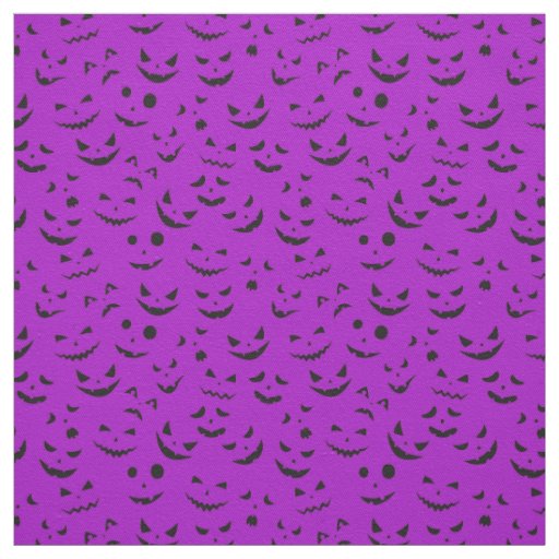 Purple Pumpkin Smile Happy Halloween Modern Fabric