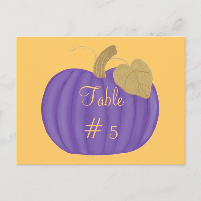 Purple Pumpkin Table Number Postcards (Front)