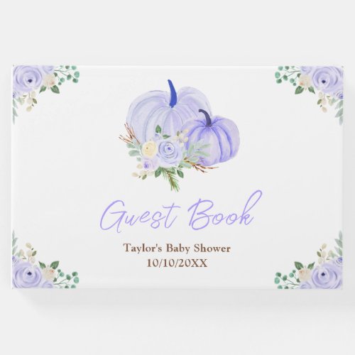 Purple Pumpkins Floral Baby Shower Guest Book