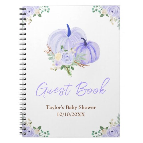 Purple Pumpkins Floral Baby Shower Guest Book