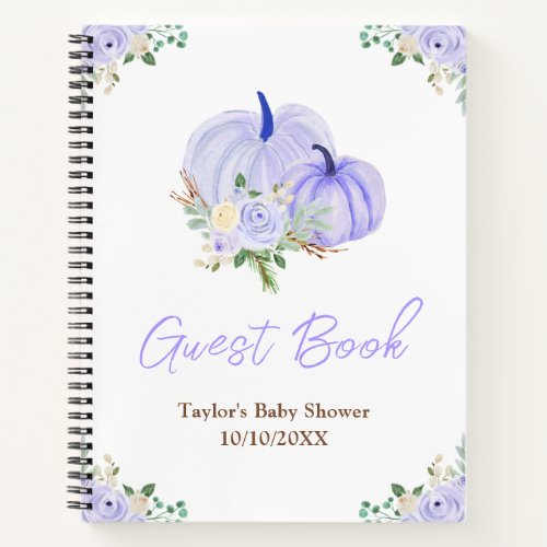 Purple Pumpkins Floral Baby Shower Guest Book