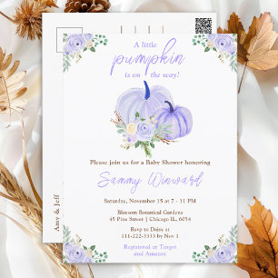 Purple Pumpkins Floral Baby Shower Postcard