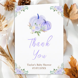 Purple Pumpkins Floral Baby Shower Thank You Card