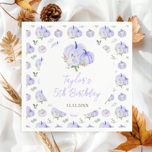 Purple Pumpkins Floral Birthday Party Napkins