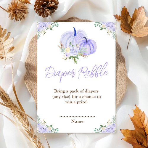 Purple Pumpkins Floral Diaper Raffle Enclosure Card