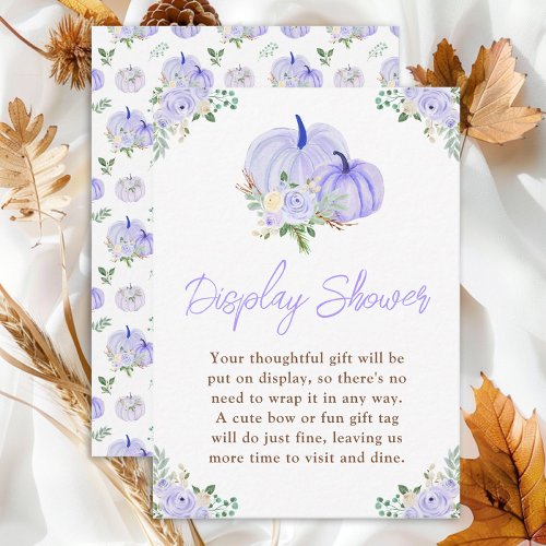 Purple Pumpkins Floral Display Baby Shower Enclosure Card