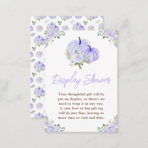 Purple Pumpkins Floral Display Baby Shower Enclosure Card