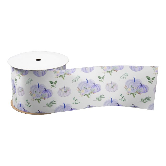 Purple Pumpkins Floral Satin Ribbon (Spool)