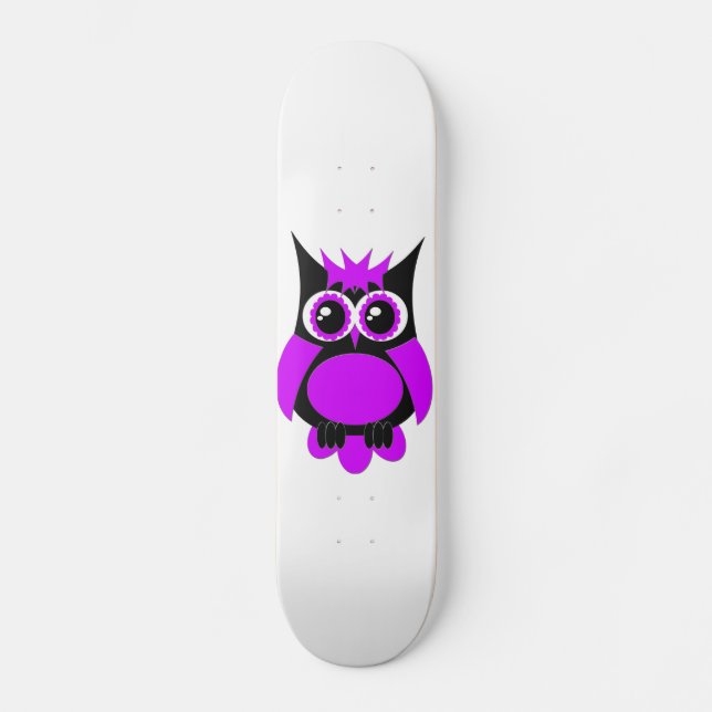 Purple Punk Owl Skateboard Deck (Front)