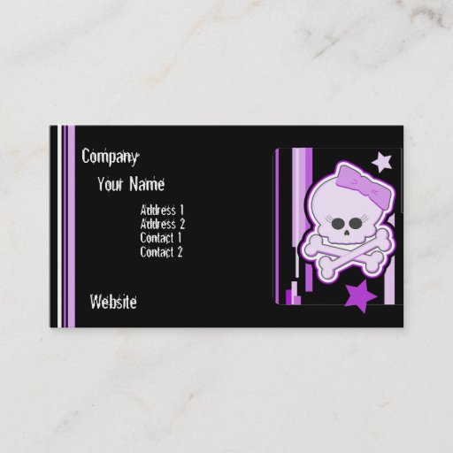 Customizable Purple Punk Skull Business Card